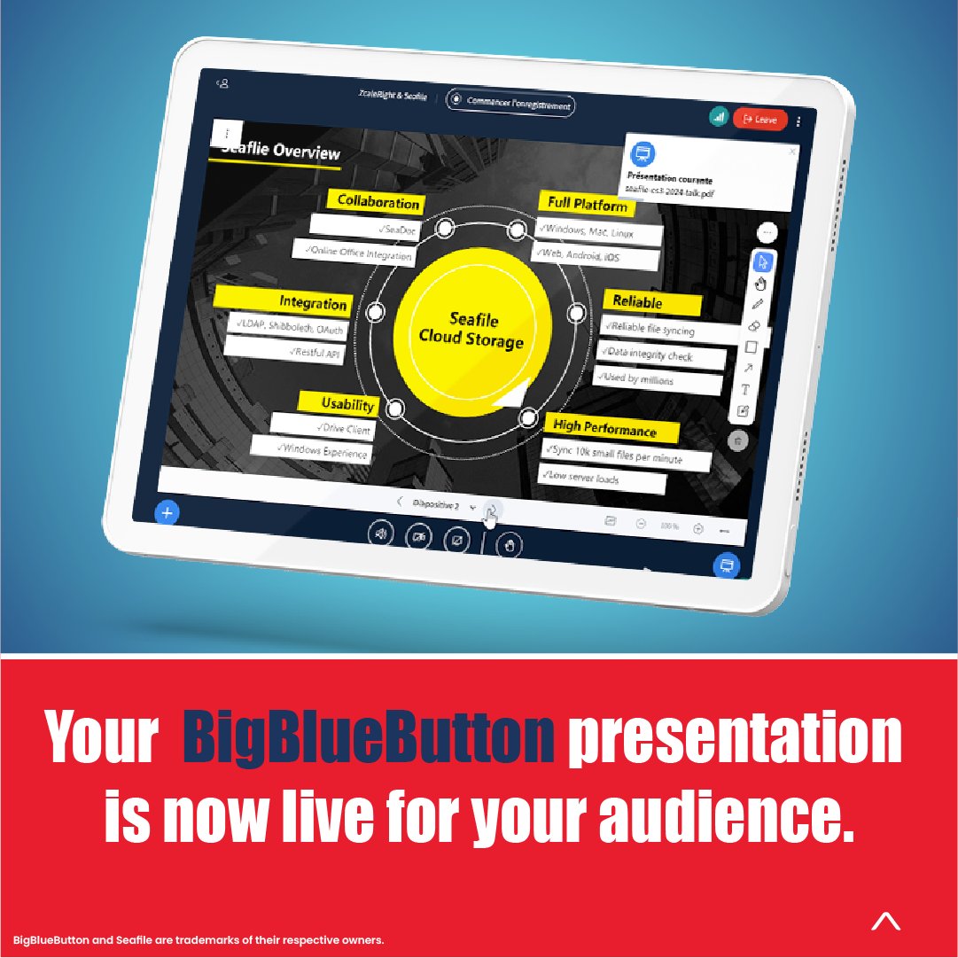 Looking for a game-changer for your virtual classrooms and meetings? What if @bigbluebutton  met @Seafile?

At @RIADVICE_TN  with #ZcaleRight, linking #BigBlueButton and #Seafile is easy, enhancing your sessions content to be more engaging and fun!