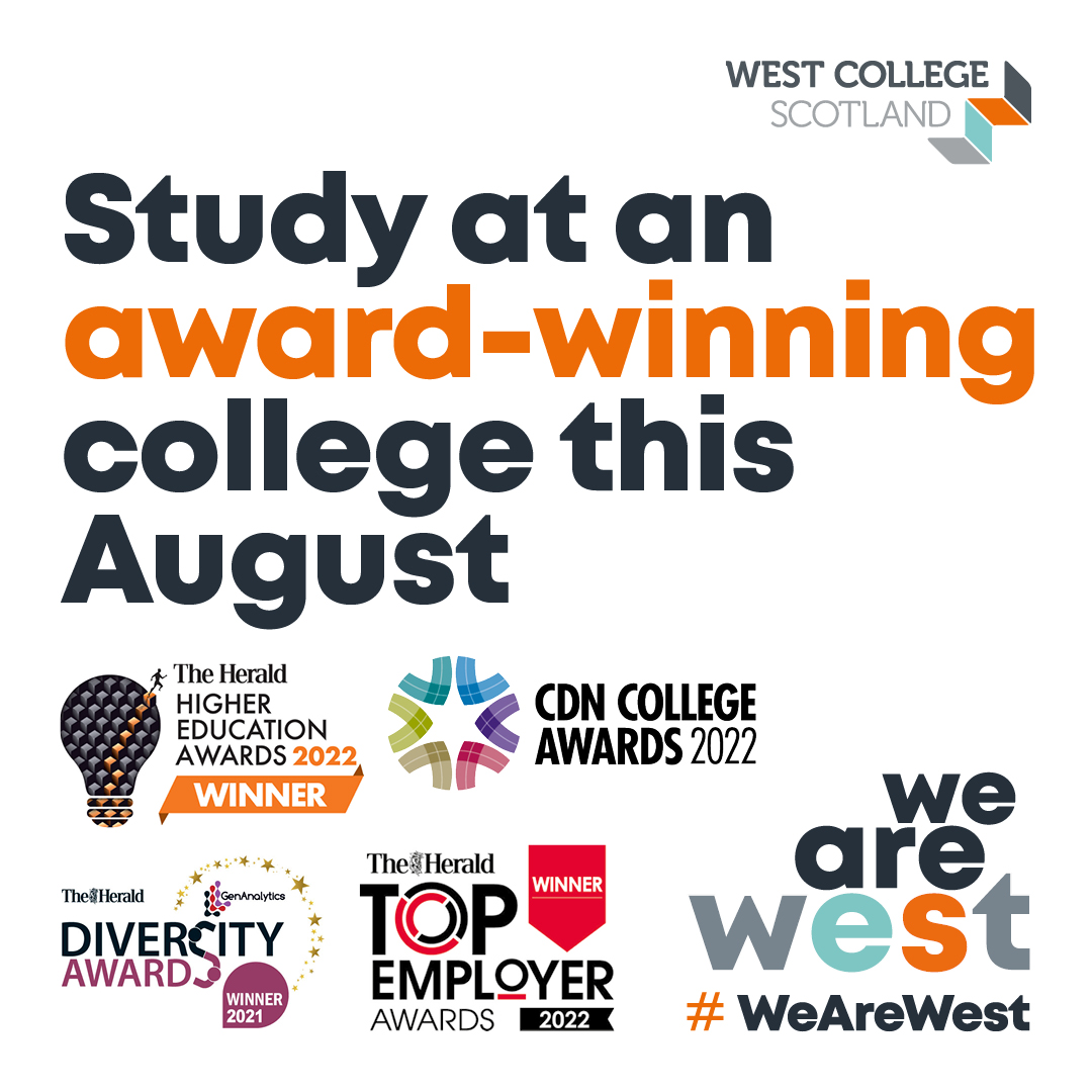 🌟West is award winning:🌟 ▪️ Herald Higher Education Award winners ▪️ Inverclyde Icon Award winners ▪️ Digital Transformation Award winners ▪️ CDN Award winners ▪️ The Herald Top Employer Award winners ▪️ Herald & GenAnalytics Diversity Awards ▪️ Scottish Apprenticeship Awards