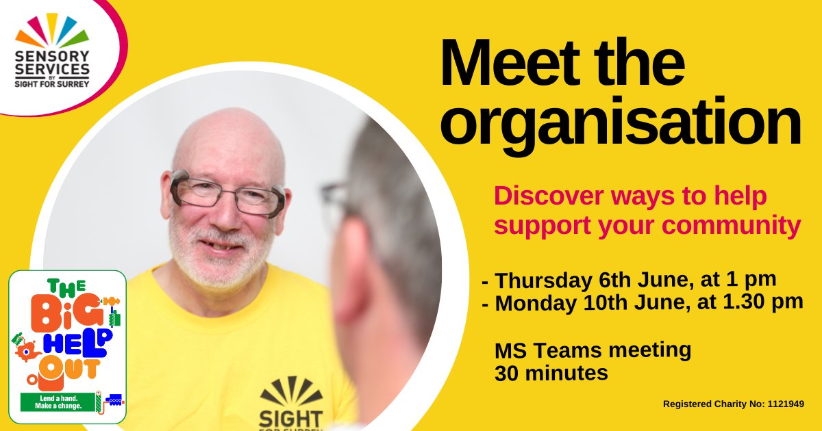 Unsure what volunteering involves? Join Katie for a 30 min Meet the Organisation virtual Teams talk for how you too can #LendAHand. 

Discover varied & exciting opportunities on offer!
-6th June, 1pm
-10th June, 1.30pm

Sign up at: ow.ly/Qfwf50RcXWT 

@TheBigHelpOut24 (1/2)