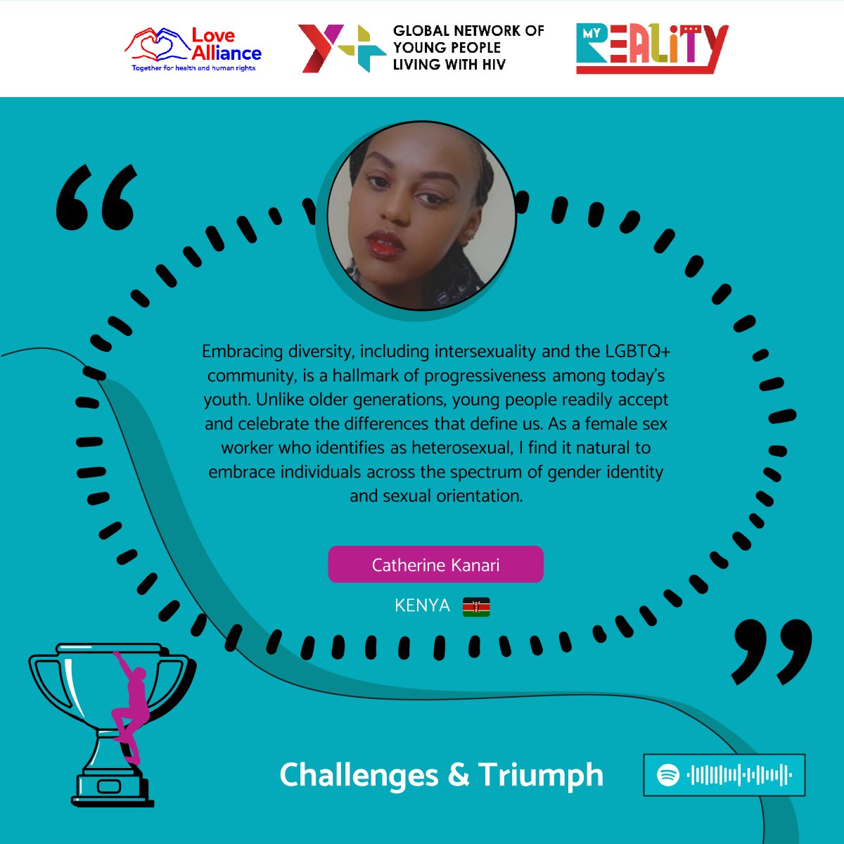 🎧 Exciting News! 🎙️ Don't miss out on 'MyReality Episode 2: Challenges and Triumphs: YKP-led HIV Initiatives' by Young Voices: The Y+ Global Podcast. Our very own ASWA's Policy and Advocacy Officer, Catherine Kanari, shares insights on the importance of embracing diversity.
