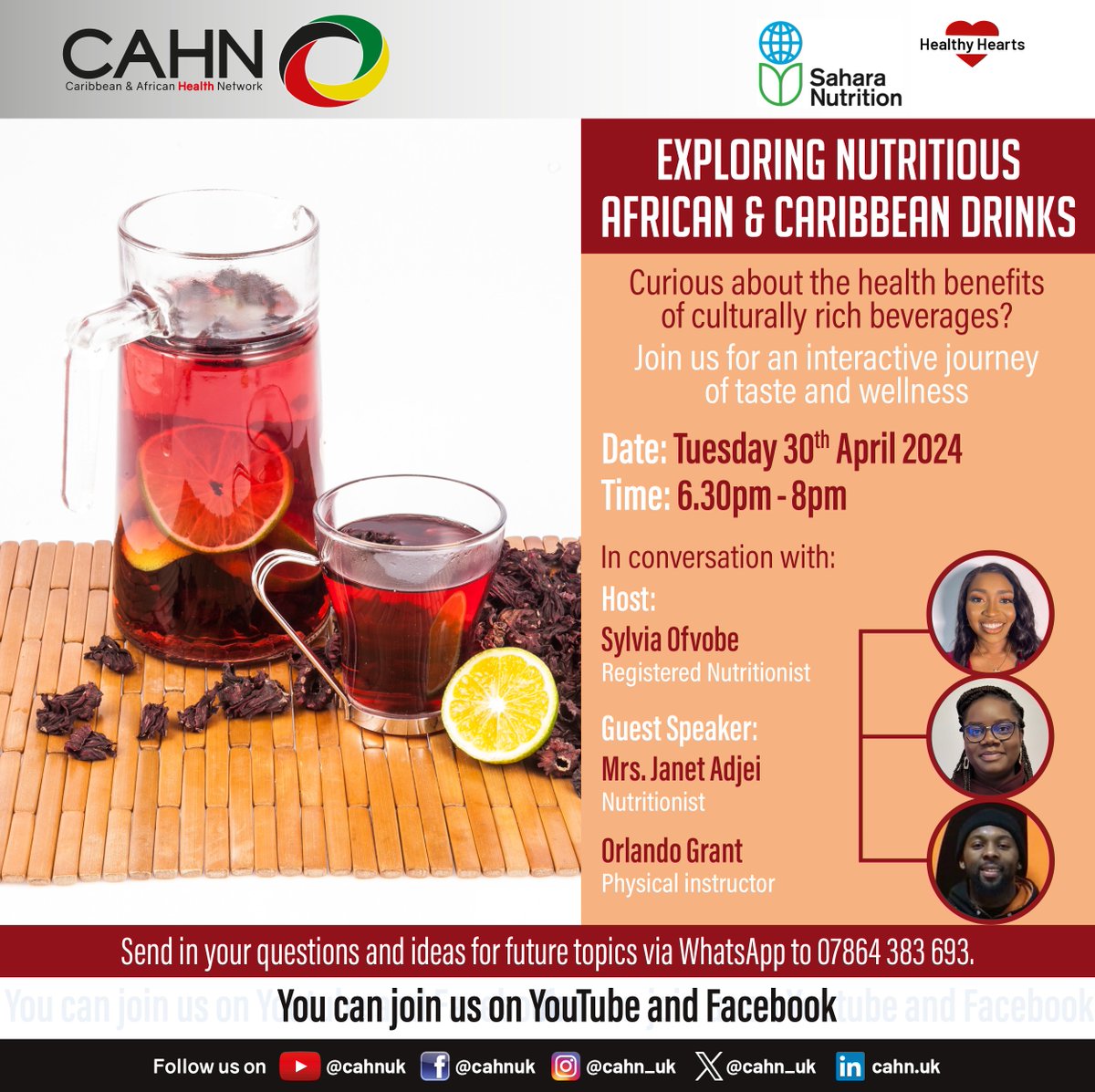 Do you enjoy punch? #Supermalt? Perhaps these cultural beverages nostalgically remind you of your heritage. But how healthy are they? Join next Tuesday’s #HealthyHearts to talk more with our expert Black nutritionists. Get active with us, too! Sign up now: portal.cahn.org.uk/healthyhearts