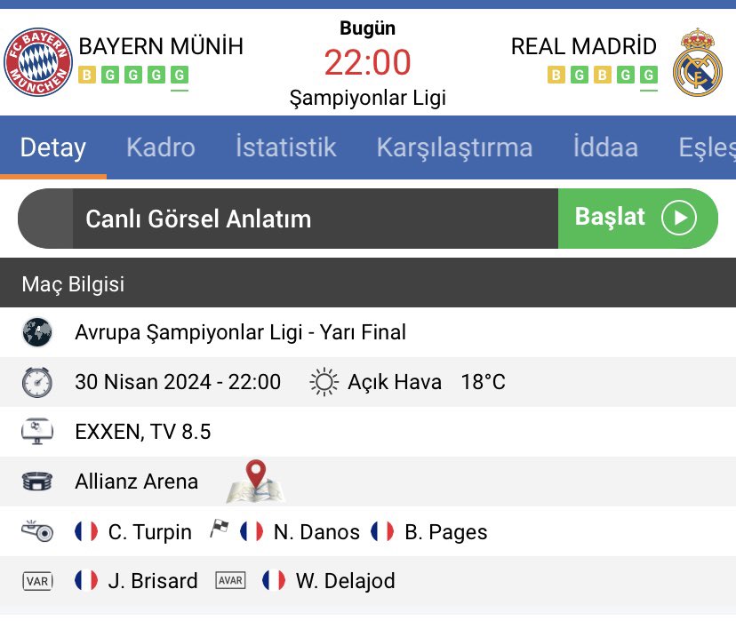 Bayern Munich - Real Madrid maçı için bir kehanette bulun