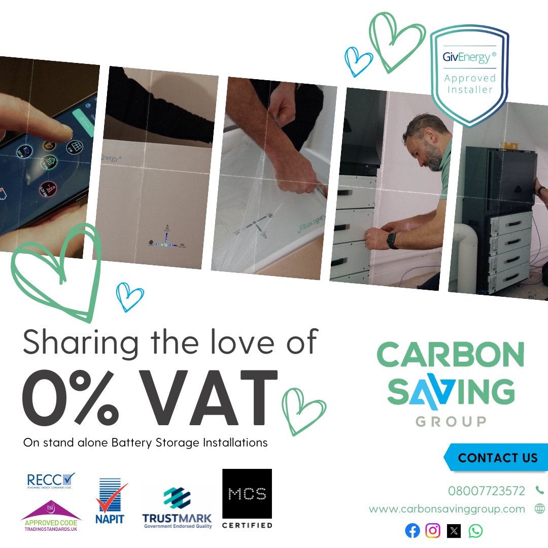 📢 0% on Solar PV &amp; Battery installs!
⚡️Wanting to save money on your Electricity Bills?
Fancy earning through the Smart Export Guarantee scheme?
Get in touch today with a local company you can trust👇
📱07398414932
☎️ 08007723572
💻 sales@carbonsavinggroup.com