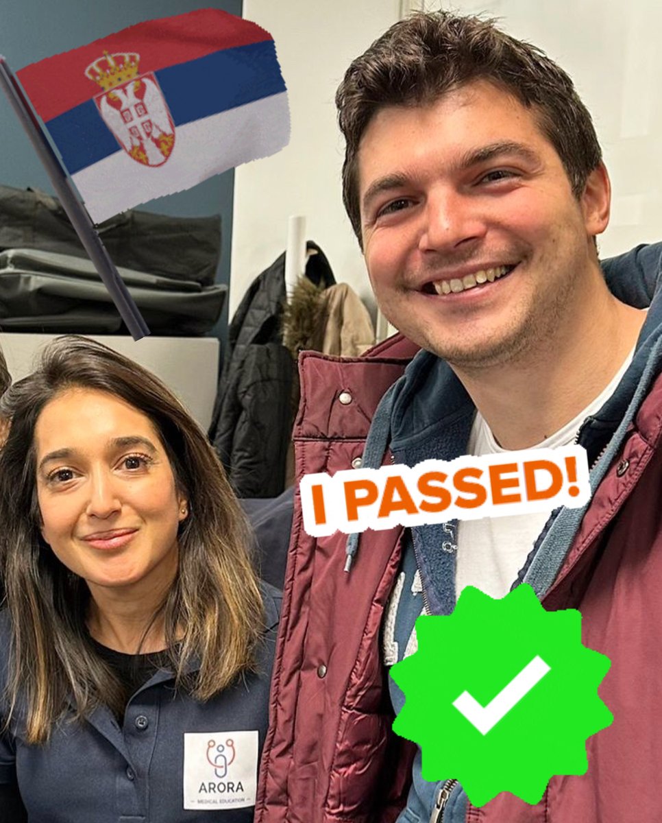 🇷🇸 Huge congratulations to Dr Luka (Batch004) for passing his PLAB 2 exam… it’s great to hear that he’s already planning his next NHS moves 😉

👉 Arora UKMLA PLAB 2 Academy+ package: aroramedicaleducation.co.uk/plab-2-academy/

#CanPassWillPass