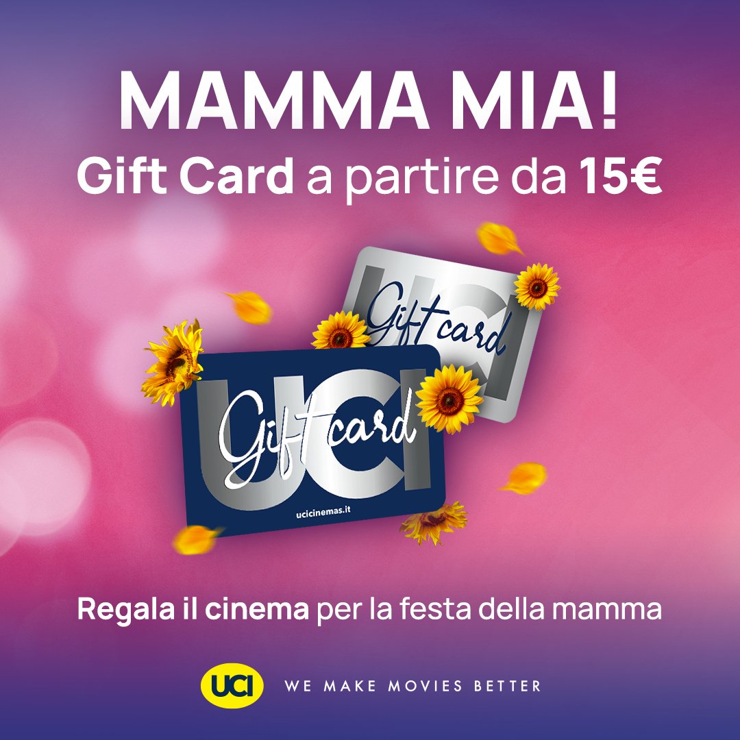 Vuoi organizzare una sorpresa per la festa della mamma? Regala Gift Card e le emozioni del grande schermo! Le nostre Gift Card sono disponibili alle casse dei cinema a partire da 15 euro! Festeggia la festa della mamma al cinema, i popcorn li portiamo noi! 🎟️✨#MothersDay