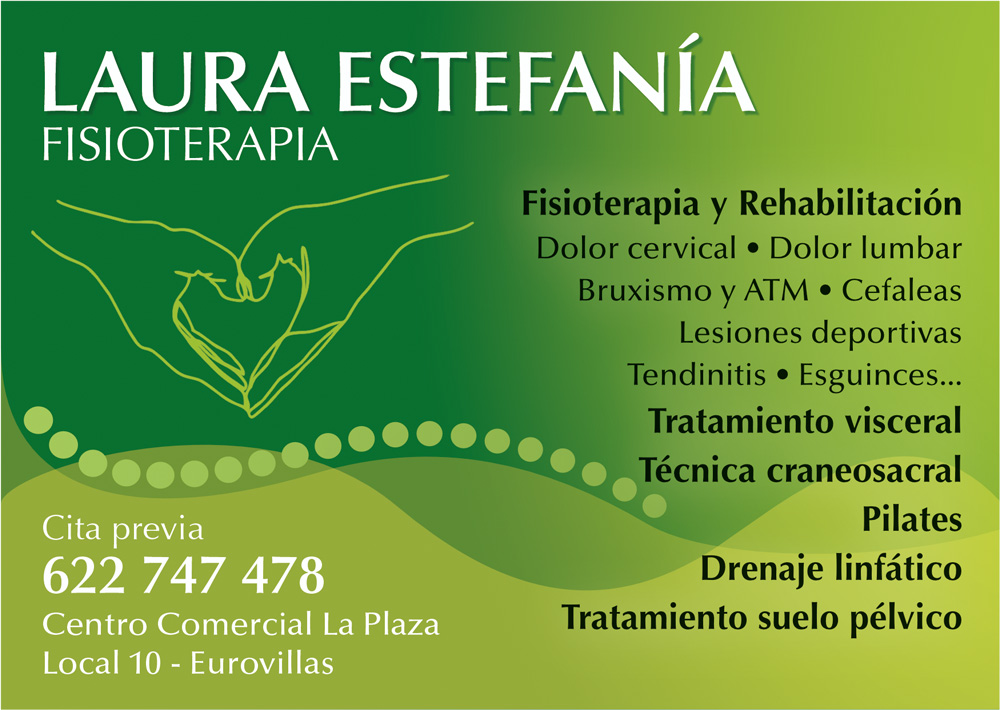 Fisioterapia LAURA ESTEFANÍA
Rehabilitación, Dolor cervical y lumbar, Bruxismo y ATM, Lesiones deportivas, Tendinitis, Esguinces...
Pilates, Drenaje linfático, Suelo pélvico

Citas: 622 74 74 78
👉publiz.es/home/178-publi…

#Fisioterapia #Rehabilitación #NuevoBaztán #Eurovillas