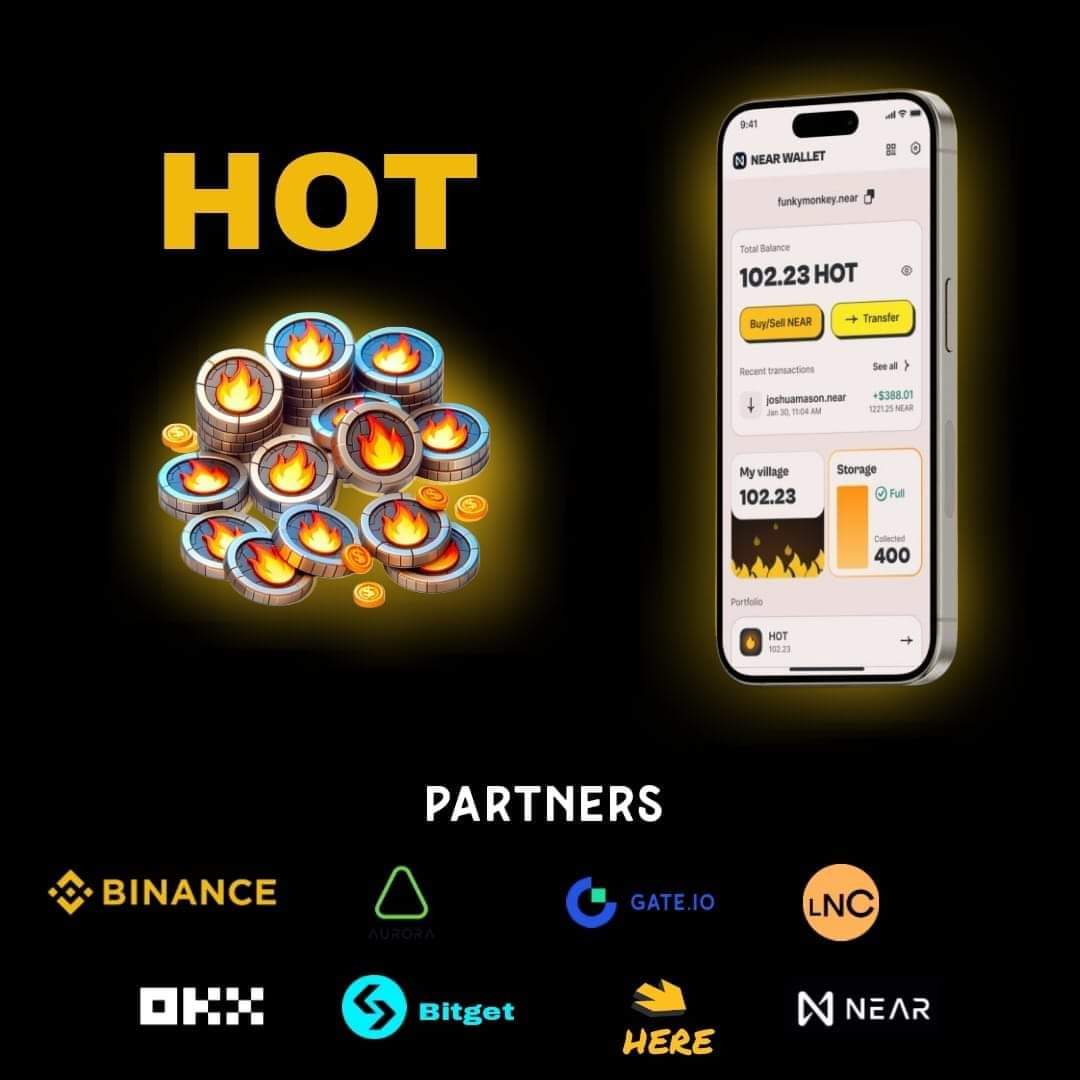 #HOT🔥- If you have not joined yet then you still have a chance to join and start mining

⛏️ Join Link : t.me/herewalletbot/…

✅ Create Wallet
✅ Claim $HOT In Every 2->24 Hour
✅ Done

🏆 PARTNERSHIP: #BINANCE, GATEio, NEAR PROTOCOL 

📌Join with Us ! t.me/XPresidentAI