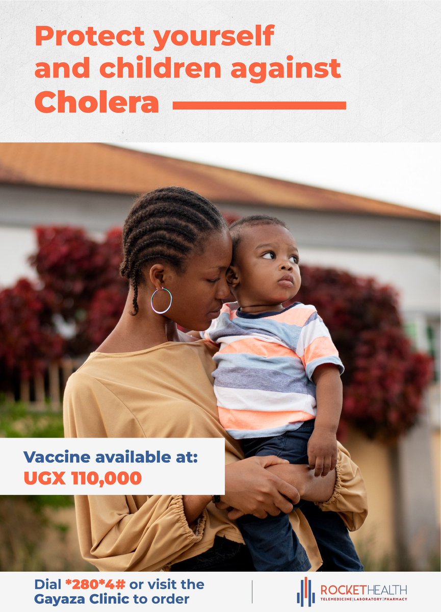 Protect yourself & your family with the cholera vaccine. Dial📲 *280*4# to schedule vaccination at home OR visit our clinic located on Gayaza-Kalagi Road.