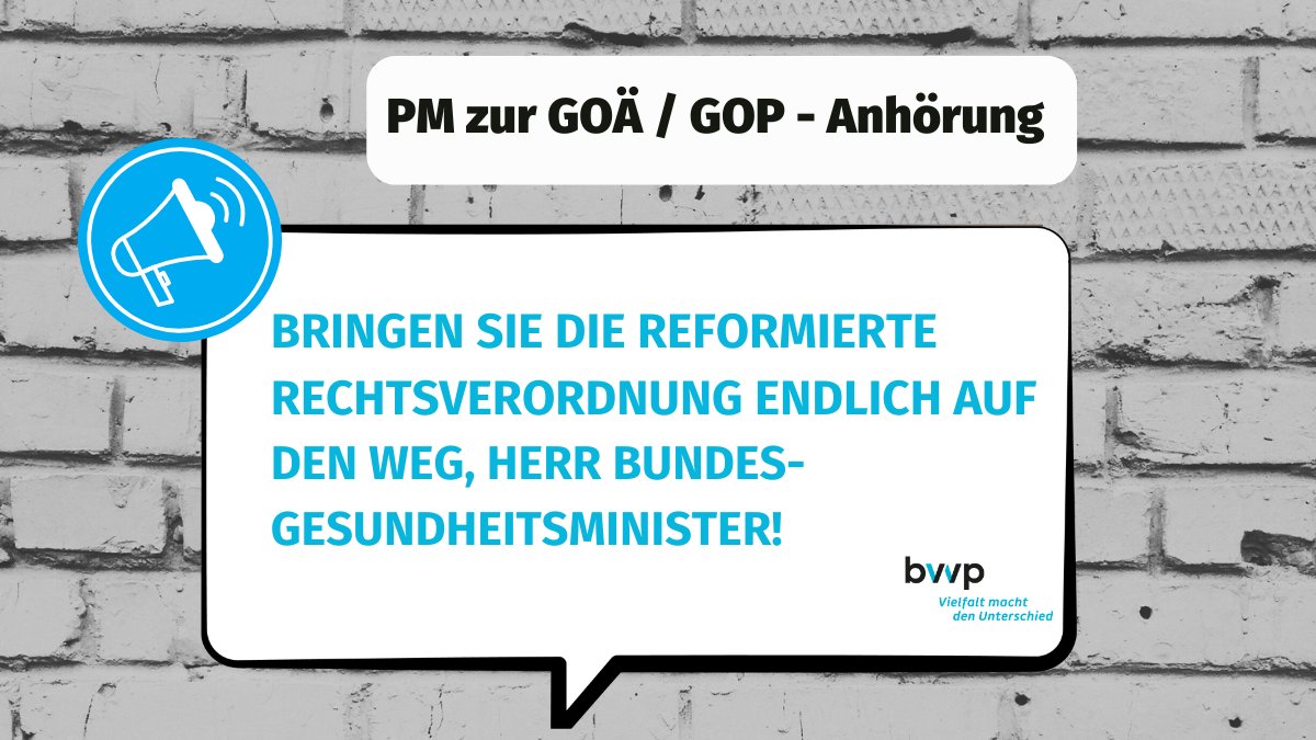 #bvvp setzt sich weiter für #GOÄ-Novellierung ein. Auch alle Sachverständigen der Anhörung beim #Bundestagsgesundheitsausschuss am 24.04.2024 sind sich einig: Die Neugestaltung der Rechtsverordnung ist dringend erforderlich. Lesen Sie unsere PM: bvvp.de/positionspapie…