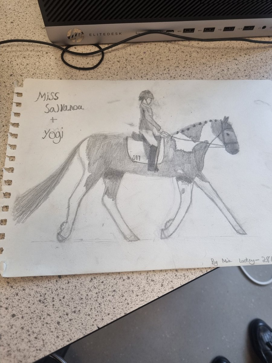 Day made thanks to my lovely S1 Mia 😍🙉🐴 how amazing is she! Shes got Yogi's markings spot on too ✏️👩‍🎨 @FHSCreativeArts #wearekind #weareFHS