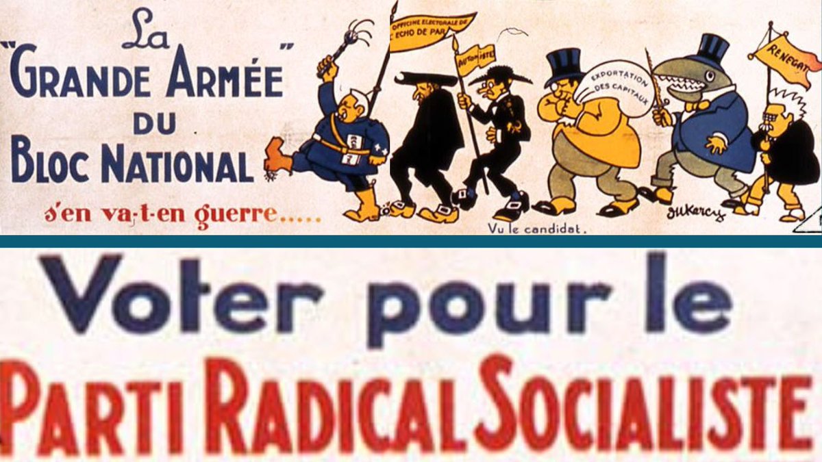 #CeJourla #11mai #1924, les #elections législatives portent au pouvoir le #CarteldesGauches mené par #Herriot. La SFIO, les républicains socialistes, les radicaux-socialistes et la gauche radicale sont unis contre le #BlocNational. Affiche de 1928 urlz.fr/qtNn #100ans