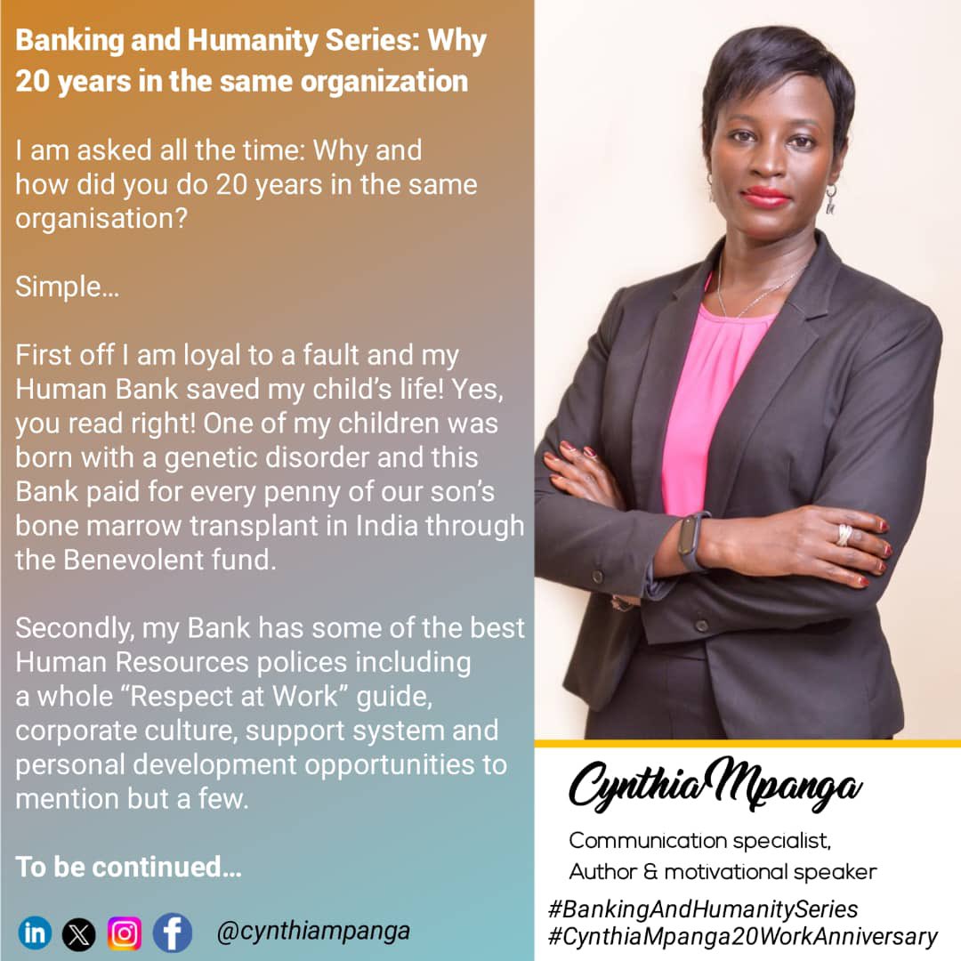 Are you ready to pay the hefty price of loyalty? In a society driven by instant gratification & fleeting loyalties, I’ve learnt that being loyal isn't always the most celebrated or trendiest quality. Lesson #11/20 #BankingAndHumanitySeries #CynthiaMpanga20WorkAnniversary