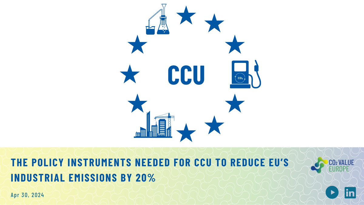 According to our quantitative analysis, to reach EU #climateneutrality by 2050, #CCU will be needed for the transition of the ⛽, 🧱 &amp; 🧪 sectors and must be supported by dedicated EU instruments &amp; incentives.

Find our pathway-specific recommendations at bit.ly/3w66lTQ.