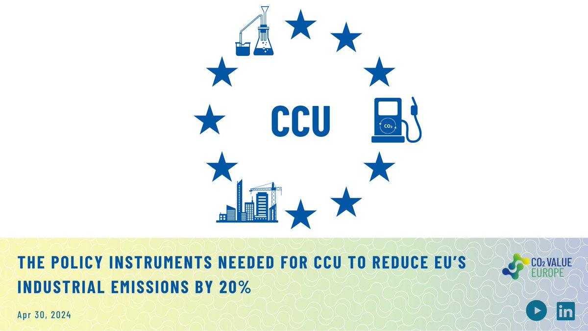 According to our quantitative analysis, to reach EU #climateneutrality by 2050, #CCU will be needed for the transition of the ⛽, 🧱 & 🧪 sectors and must be supported by dedicated EU instruments & incentives. Find our pathway-specific recommendations at bit.ly/3w66lTQ.