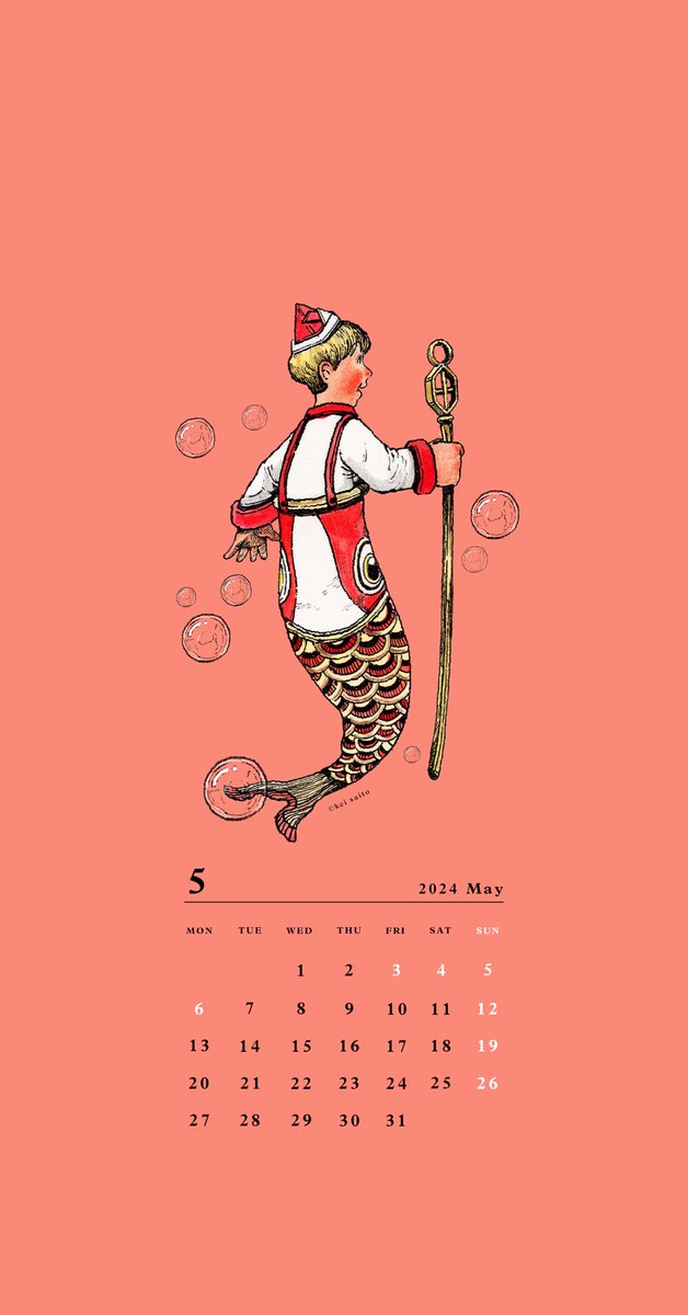 「来月5月の壁紙カレンダーです! 個人利用の範囲でご自由にお使い下さいませ 」|kei saitoのイラスト