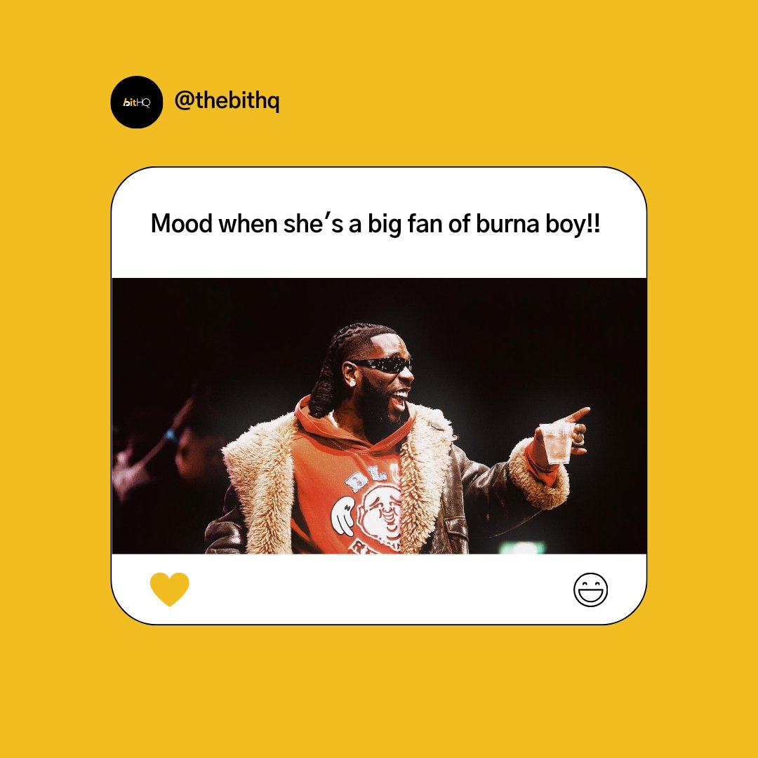 Our #Bitstar of the week is a HUGE Burna Boy fan!   His influence is all over her music, so you know it's gonna be a total vibe! #AfrobeatLove