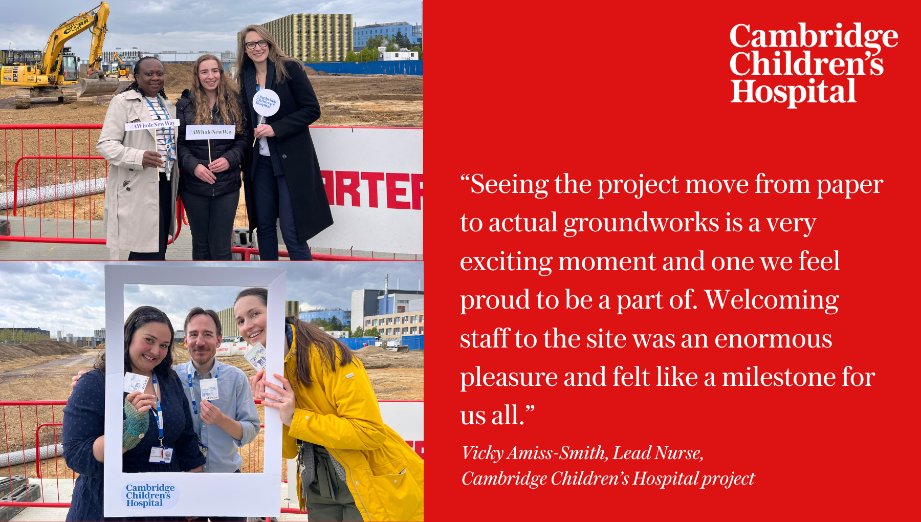 Our @CambChildrens lead nurses Vicky and Joanna are making sure staff from @CUH_NHS @CPFT_NHS and @Cambridge_Uni can input on our plans for the East of England's first specialist children’s hospital. Welcoming staff to the site was a big moment! Read more👉tinyurl.com/363p423e