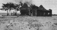 Boer farm house before, during and after a explosive blast during the scorched-earth policy.