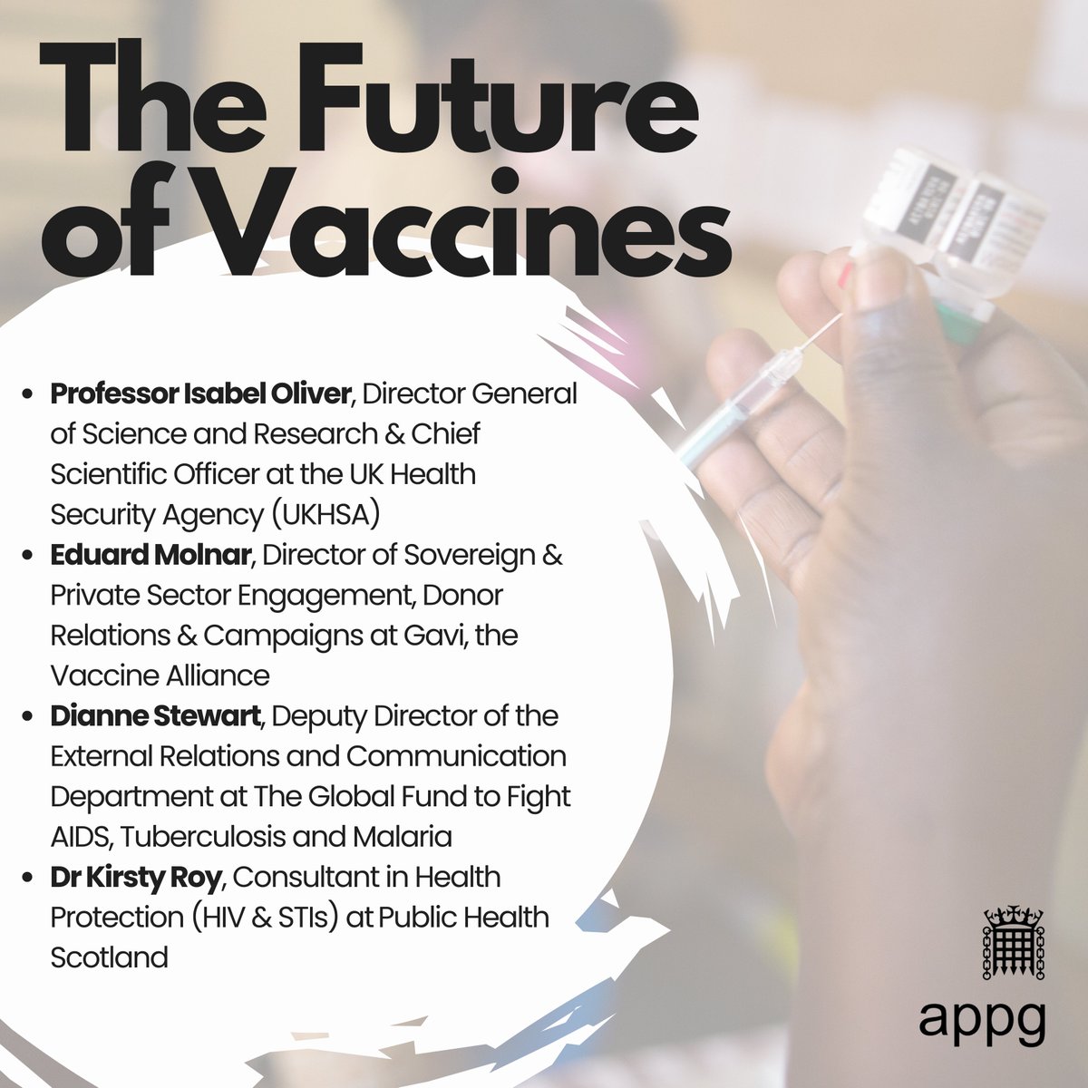 Today, to finish off #WorldImmunizationWeek2024, <a href="/Dr_PhilippaW/">Dr Philippa Whitford</a> will be joined by global health experts to discuss The Future of Vaccines in the House of Commons 🌍

For for further information, including how to attend, please follow this link: appg-vfa.org.uk/2024/04/18/30-…