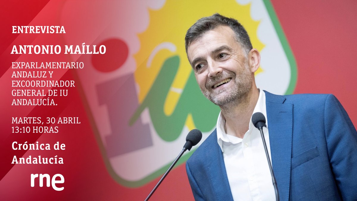 📻 Hoy en #CrónicadeAndalucía de @rne hablamos con @MailloAntonio, candidato a Coordinador General de @IzquierdaUnida. 🗣️ Nos cuenta su vuelta a la primera línea de la política. ⌚️ A las 13:10 horas con @JuanAntAparicio en @rne o en este enlace 👇 🔗 rtve.es/play/audios/pr…