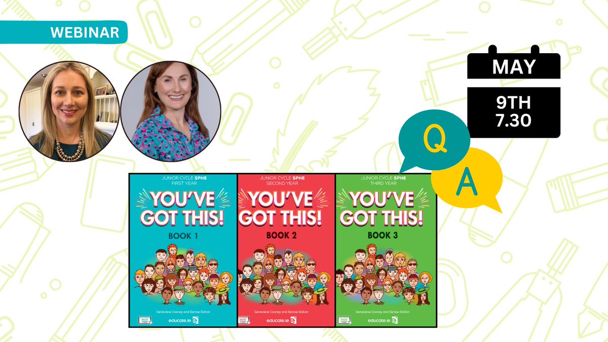 Join our bestselling SPHE authors @DeniseDltn &amp; Genevieve Cooney, May 9th at 7.30 for a Q&amp;A session, not to be missed! 

Register here: eventbrite.ie/e/sphe-qa-tick…