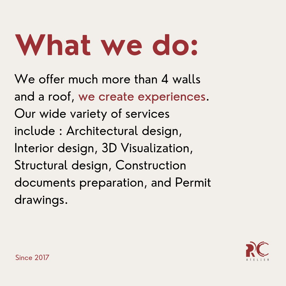 RC ATELIER. Est. 2017. This is who we are, and what we do.