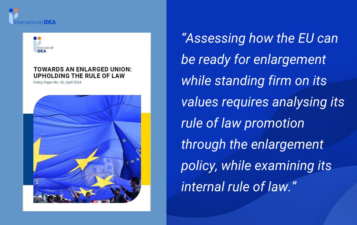 How can an expanding #EU maintain and strengthen #RuleOfLaw? With the support of <a href="/BelgiumMFA/">🇧🇪 Belgium MFA</a> our new Policy Paper provides recommendations and insights on how the EU can be ready for enlargement while standing firm on its values. #EU2024BE Read here ⬇ ️doi.org/10.31752/idea.…