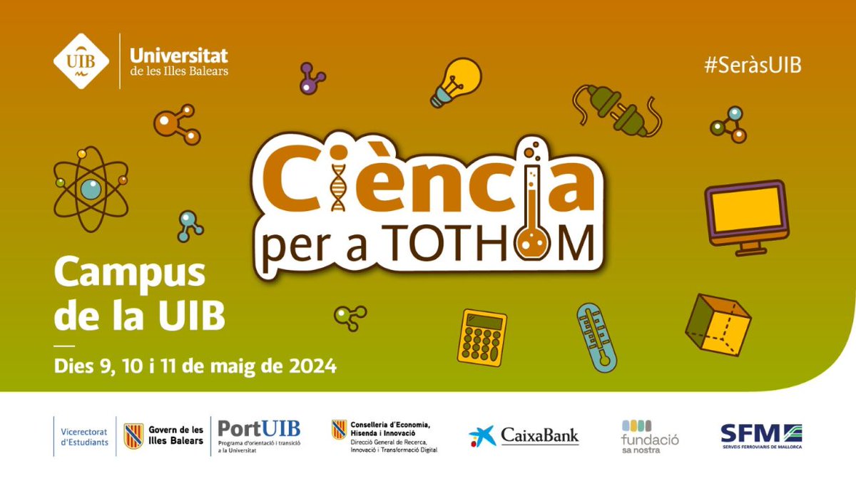 #CiènciaperaTothom2024🔬🧪🤖💻🏺🌳 Enguany, amb àmplia oferta d'activitats adreçades al'alumnat de primària i secundària😀 ℹ️seras.uib.cat/ciencia #SeràsUIB
