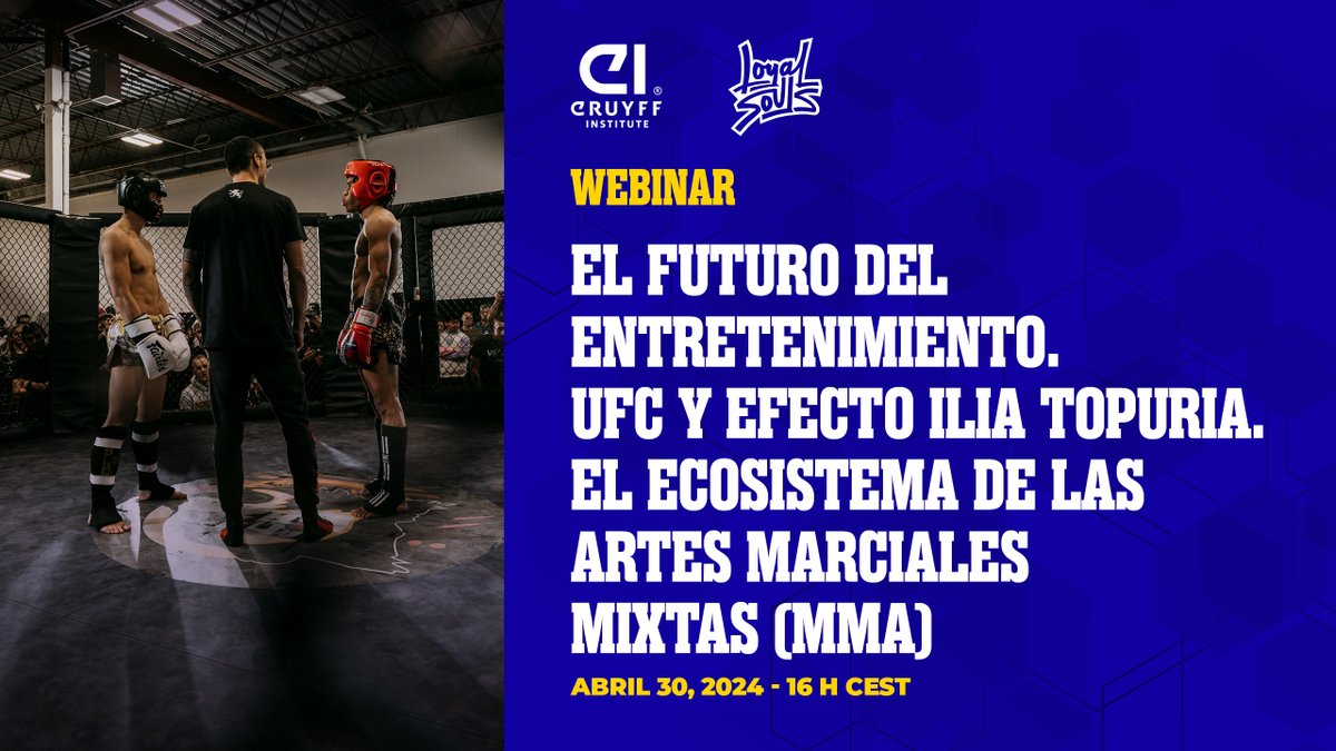 Last call! Únete hoy a las 16h al webinar 'El futuro del entretenimiento: UFC y el efecto @Topuriailia. El ecosistema de las Artes Marciales Mixtas.', con Daniel Bernal, CEO en LOYALSOULS y Coordinador de Alianzas en @dwt_fighting y @wowfcmma. ✍️: n9.cl/csjns
