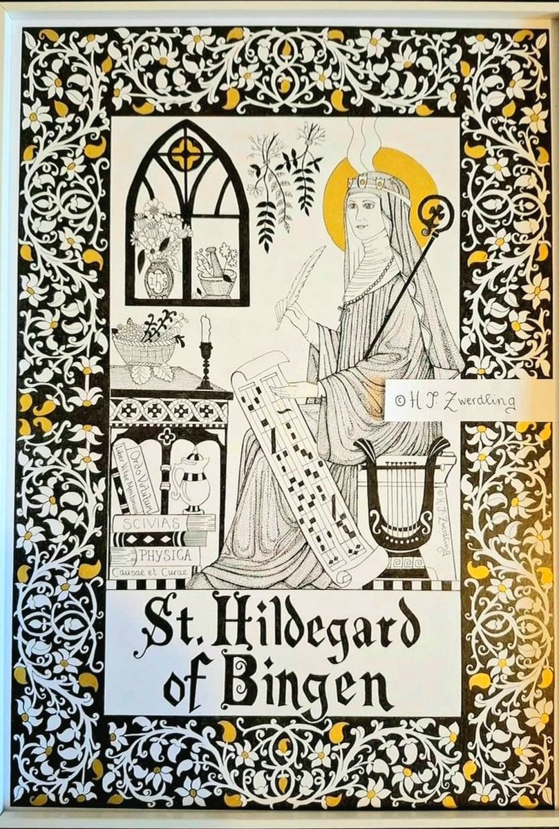 Saint Hildegard of Bingen
by Helen Zwerdling. Hand coloured with gold.