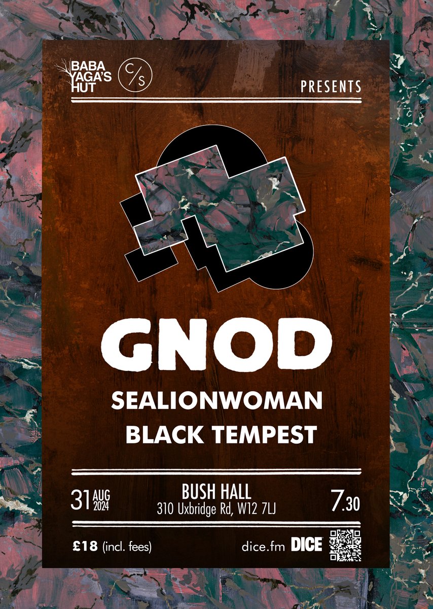 .@sealionwoman_uk and Black Tempest (@SquidTempest) have been announced as supports for @GnodGnetwerk's @byhut Bush Hall show on 31 August: link.dice.fm/U00a0bc1d81e