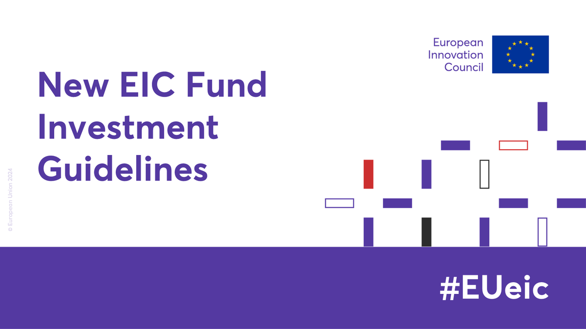 🆕 #EUeic Fund Investment Guidelines!

This includes updates on:

🚀 The definition of a qualified investor
🚀 The description of possible investment scenarios
🚀 Clauses covering EIC Fund follow-on investments and exits

Learn more 👉 europa.eu/!HfkfNd