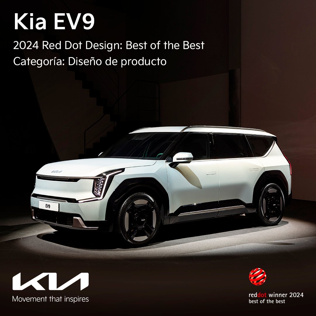 El #KiaEV9 reconocido como el Best of the Best en los Red Dot Award como mejor Diseño de Producto 2024 en la categoría de coches. Este premio reconoce al EV9 su compromiso por la innovación en el diseño dentro de sector del automóvil. #Kia #MovementThatInspires #EV9 #RedDot2024