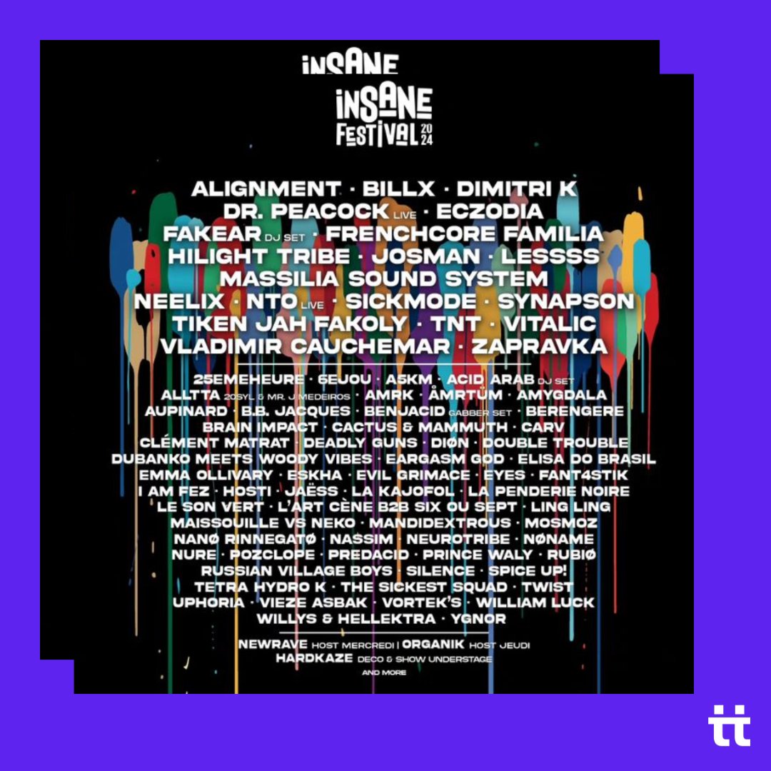 J-6 -INSANE FESTIVAL ⏳

Rendez-vous du 08 au 11 mai 2024 pour la 8ème édition d’<a href="/InsaneFestival/">Insane Festival</a> ! 💥💥
Retrouvez plus de 70 artistes sur 4 jours dans le Vaucluse (cf. slide 2) 👀

Un projet que TradeSpotting est fier d’accompagner 🤝

#TradeSpotting #MarketingDigital #Partenaire