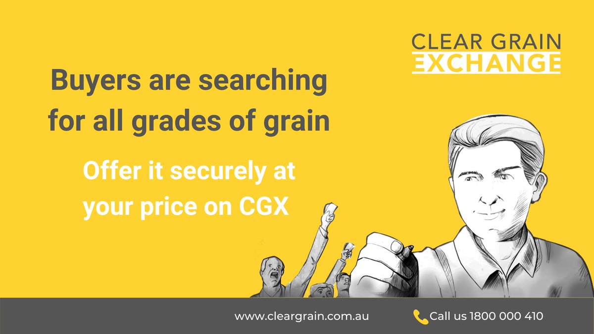 13,176 tonnes #traded on @ClearGrain and @igrain_com_au🐏 21 grades, 13 port zones, 2 seasons trading as Firm Offers matched by active Buyers📈 CGX Trades🎯 #H2 Kem $392 #CANG Gee $653 #CAN Por $664 #ASW1 Adl $351 #MA1 Gil $313 #SFW1 Wal $318 #ASW1 Lin $347 #ASW1 The $335
