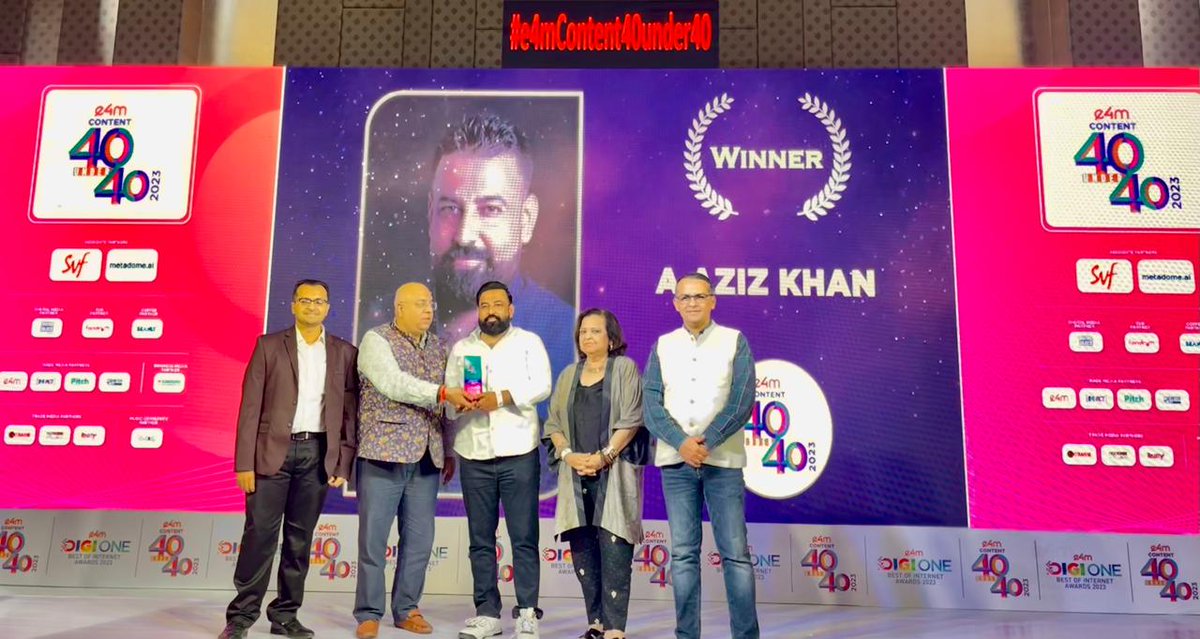 The #e4mContent40Under40 Awards celebrates pioneers who have made remarkable contributions to the ever-evolving Content Marketing landscape. 
Many Congratulations #AAzizKhan , Co-Founder & Chief Revenue Officer , @RVCJ_FB on winning the prestigious title!🌟

#e4mAwards