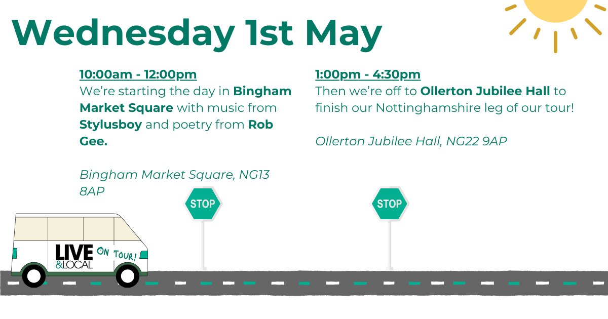 It’s the last week of our Live & Local roadshows and we’re setting a course for Nottinghamshire. You can find the team at Bingham Market Square from 10am-12pm and Ollerton Jubilee Hall from 1pm-4:30pm tomorrow. We hope to see you there! #LiveandLocalOnTour #Roadshow