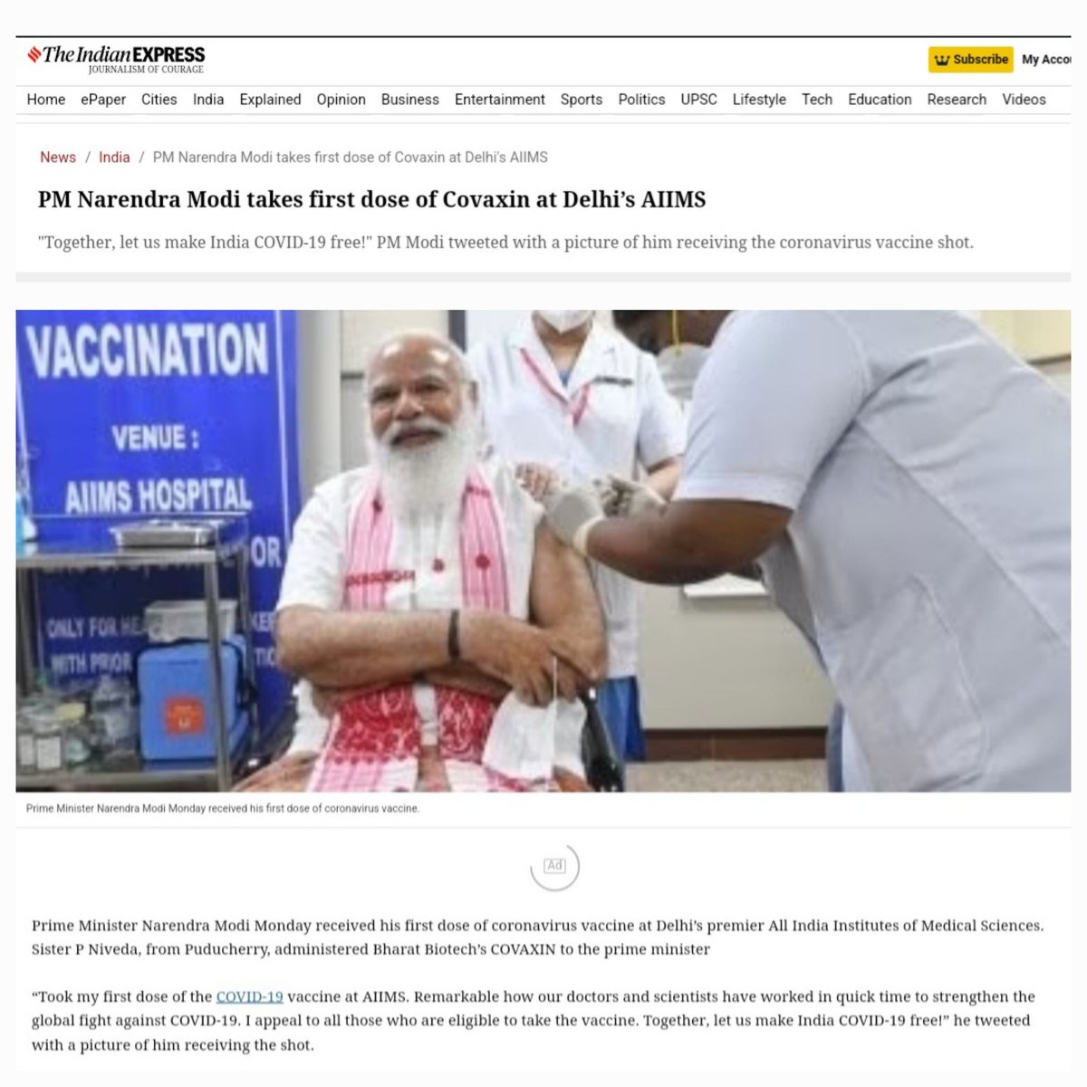 niharika (@niharikash84644) on Twitter photo The first dose was take by MODIJI .#Covaxin .
ALL MEDICINE =100% side-effects
#COVID #CovishieldVaccine #CovishieldVaccine #vaccines .#Covishield #heartattack
<a href="/narendramodi/">Narendra Modi</a> The first dose was take by MODIJI .#Covaxin .
ALL MEDICINE =100% side-effects
#COVID #CovishieldVaccine #CovishieldVaccine #vaccines .#Covishield #heartattack
<a href="/narendramodi/">Narendra Modi</a>