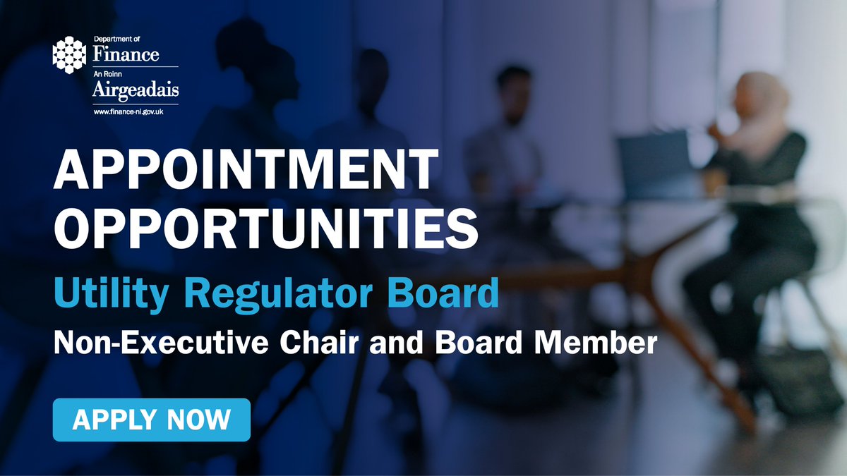 We are looking to appoint new members to the Board of the Utility Regulator, the non-ministerial government department responsible for the economic regulation of our electricity and gas industries and water & sewerage services. Find out more and apply here: