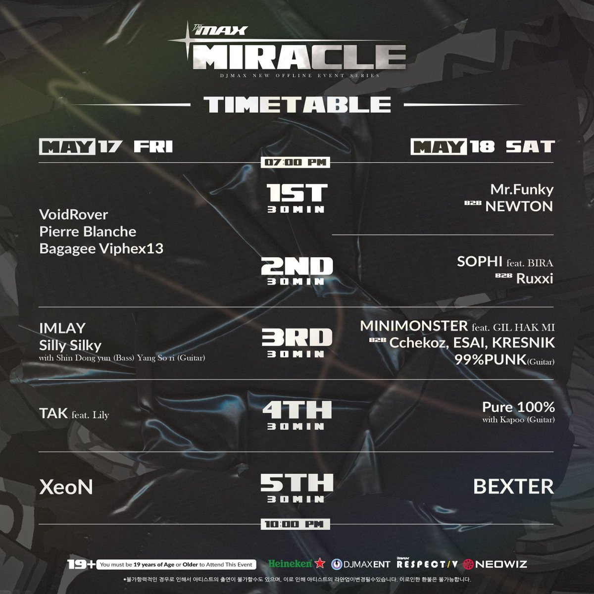 DJMAX MIRACLE: DRIVE

5/3 티켓팅 시작입니다..!
잘부탁

cc:
<a href="/DJMAX_global/">DJMAX Official</a>
<a href="/minimonster_mm/">MINIMONSTER</a>
<a href="/Cchekoz_dubstep/">Cchekoz.</a>
@imgoth_  (<a href="/kresnikmusic/">KRESNIK</a>)