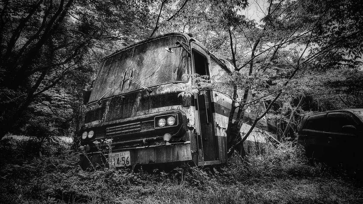 An abandoned bus.