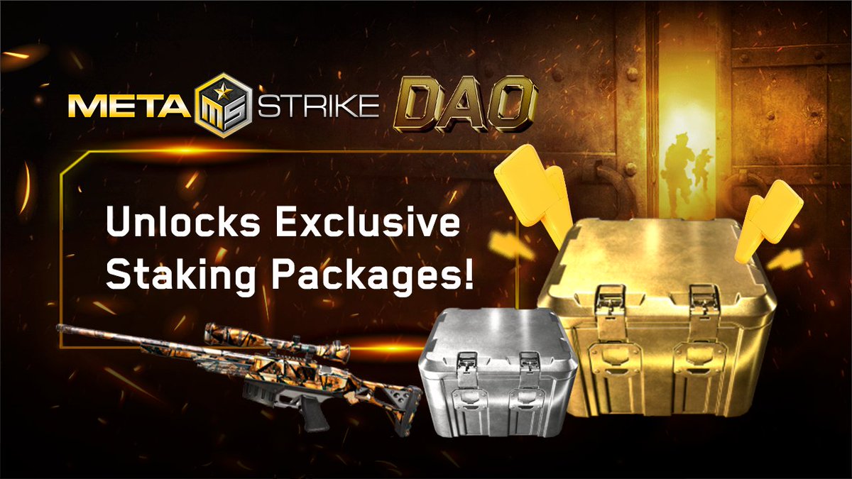 Want to level - 🆙 your FPS Gaming experience? 💯 Owning Metastrike NFTs unlocks exclusive staking packages and a seat at the decision-making table in our Metastrike DAO. Learn more: metastrikedao.com