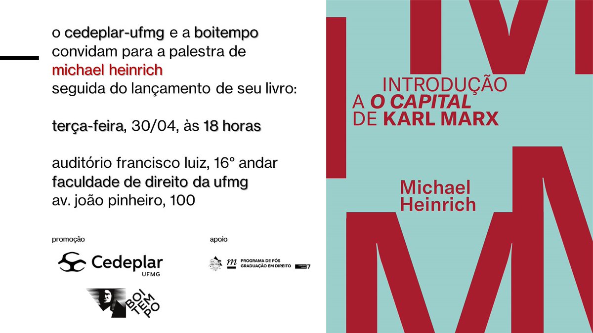 Passando aqui para lembrar que o lançamento do livro é hoje! A gente se vê logo mais, às 18 horas. @Cedeplar @ufmg @editoraboitempo @direitoufmg