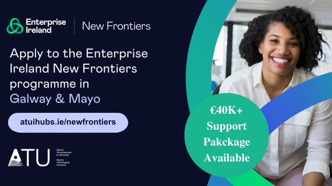 🚀Unleash the potential of your #business idea with @Entirl  New Frontiers programme @GMITihubs ! 

🌟 If you have an innovative idea with scalable potential you could benefit from a support package of up to €40k 

🌐Apply online atuihubs.ie/newfrontiers/

#Entrepreneurship