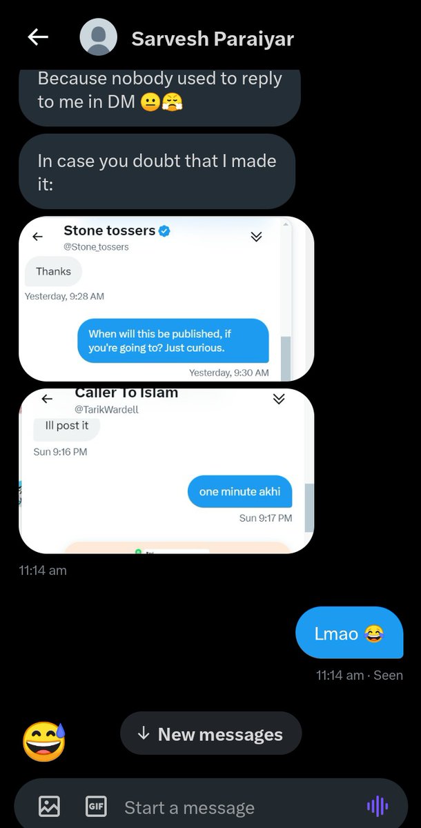 So, Now i know who's responsible behind these FAKE screenshots... @Sarvesh26787598 this guy has made all the FAKE screenshots for @CensoredMen and @Stone_tossers as he confessed this in my DMs...it was done to defame image of indians and make them look like Izrael supporters...