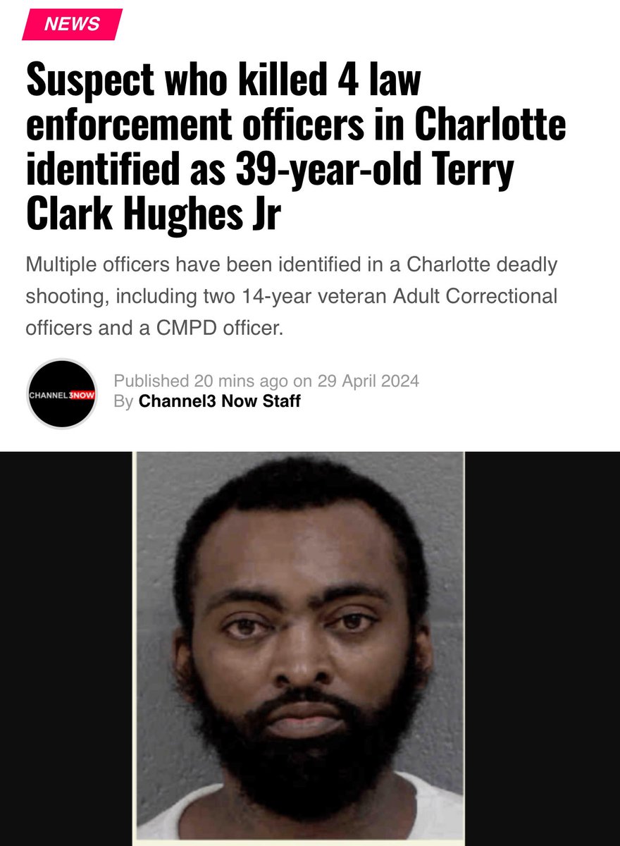 This is Terry Clark Hughes Jr. 

He shot and killer 4 police officers in Charlotte, North Carolina tonight.