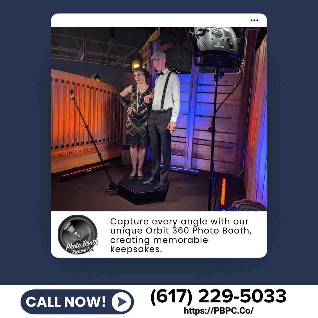 Experience the Orbit 360 Photo Booth in Boston, capturing every angle with a unique circular view. Guests receive branded video keepsakes. To elevate your event, call (617) 229-5033! #Orbit360 #BostonEvents