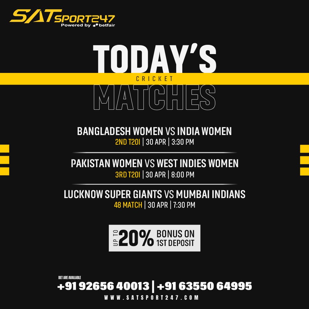 ✨Get Lucky Today with satsport247.com

✨INDIA's No.1 Gaming Platform with Self-Deposit and Self-Withdrawal !!

🌟Get Welcome #BONUS Upto 20%

#satsport247 #soccer #tennis #Cricket 
#INDWvsBANW #PAKvNZ #TeamIndia #Pant #T20WorldCup #IPLUpdate #SanjuSamson #RohitSharma