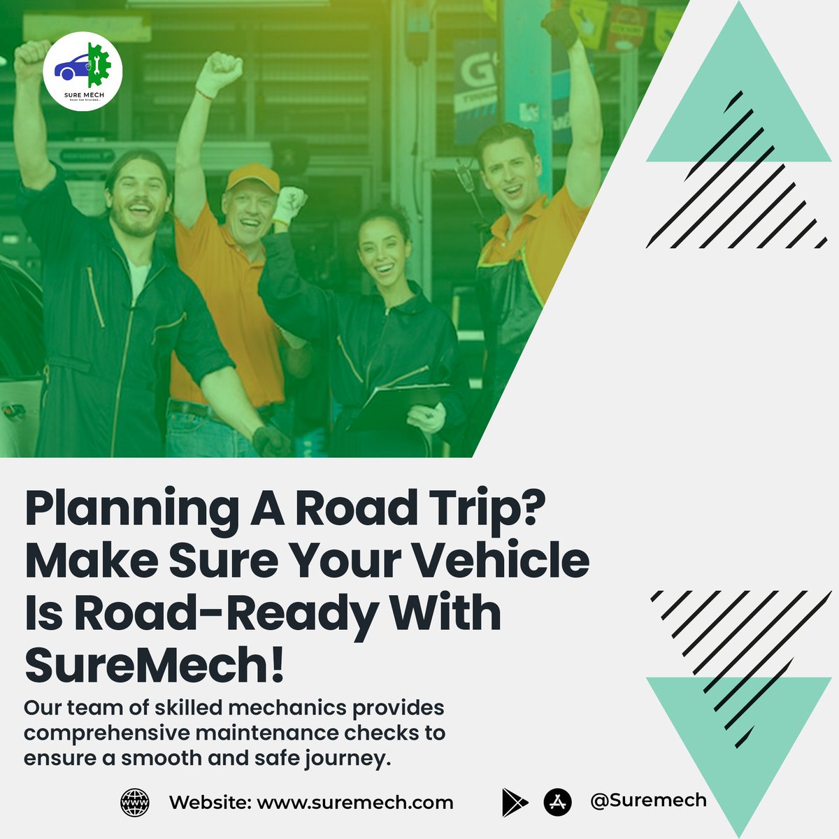 Ready for a road trip? Ensure your car's road-ready with Sure Mech! 🚗💨 Our skilled mechanics provide thorough checks for a smooth journey. Drive confidently with Sure Mech by your side. 🛠️✨ #suremech #roadTrip #carservice