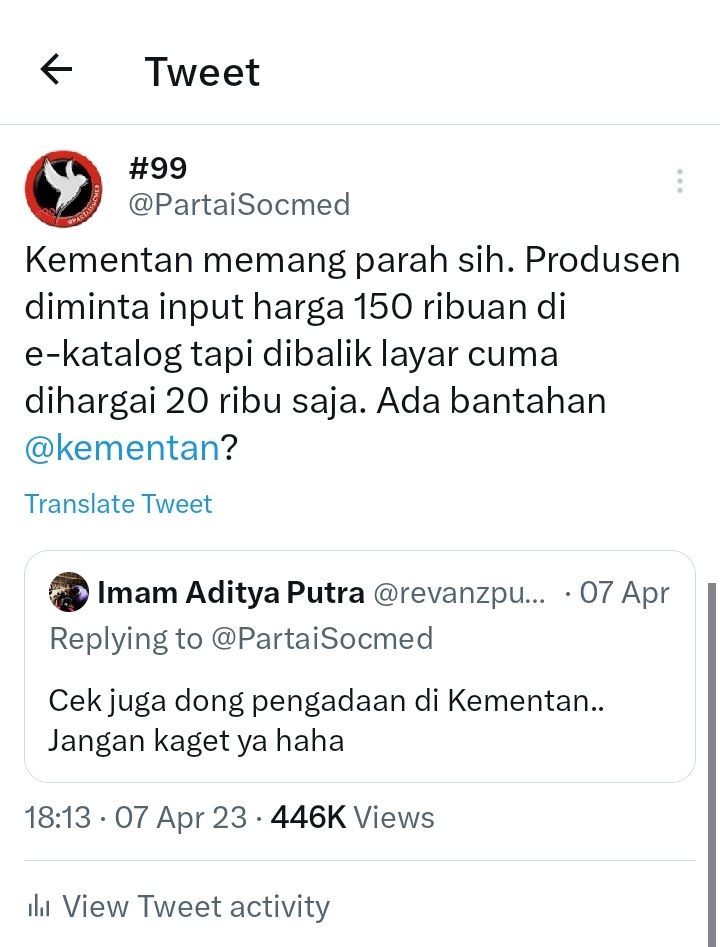 PartaiSocmed's tweet photo. Pantesan dulu @kementan tidak berani bantah. https://t.co/cMMqOi0kho